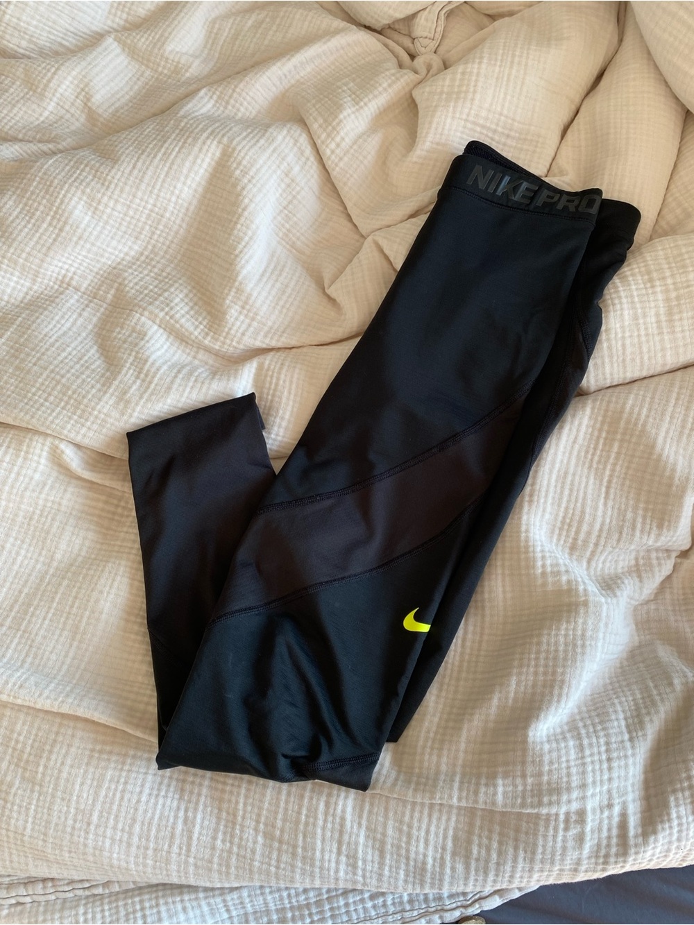 Nike Black Performance Leggings with Neon Swoosh